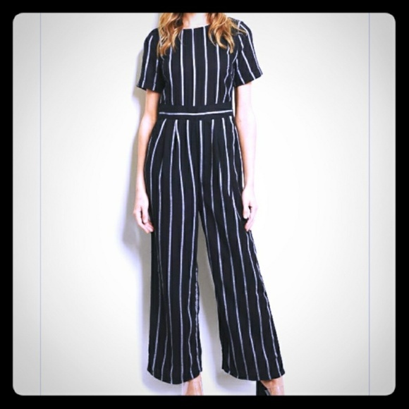 Pants - Black with White Stripes Spring Jumpsuit